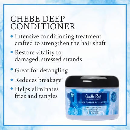 Camille Rose Vegan Black Castor Oil & Chebe Deep Hair Conditioner with Jojoba Oil 8 oz