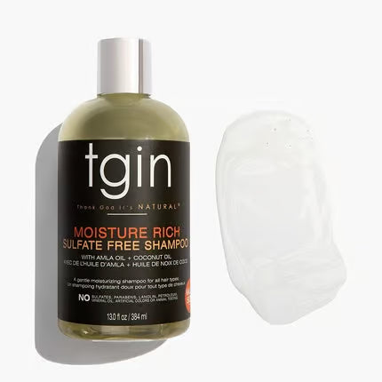 TGIN Thank God It's Natural Moisture Rich Sulfate Free Shampoo With Amla Oil and Coconut Oil 13 Fl oz