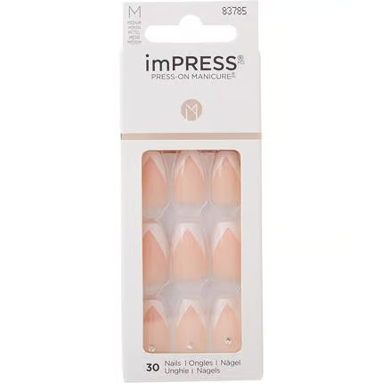KISS imPRESS Press-On Manicure So French Medium Length Square with PureFit Technology