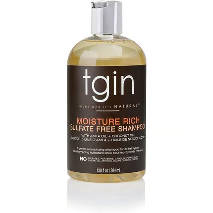 TGIN Thank God It's Natural Moisture Rich Sulfate Free Shampoo With Amla Oil and Coconut Oil 13 Fl oz